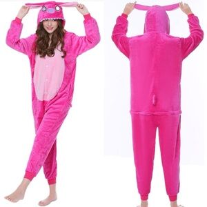 Stitch Jumpsuits Cartoon Unisex Pajamas Adult Soft Cosplay Halloween Sleepwear L